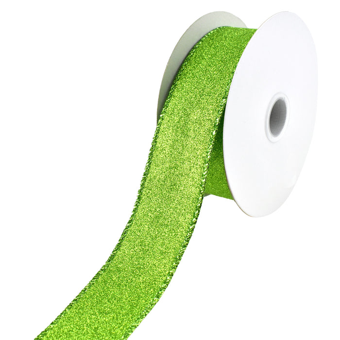Christmas Flat Glitter Wired Edge Ribbon, 1-1/2-Inch, 10-Yard