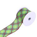 Christmas Georgina Plaid Red Trim Wired Ribbon, 2-1/2-Inch, 10-Yard - Green