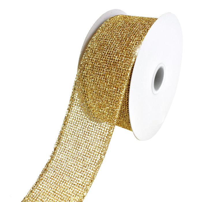 Christmas Glitzy Net Wired Ribbon, 1-1/2-Inch, 10-Yard