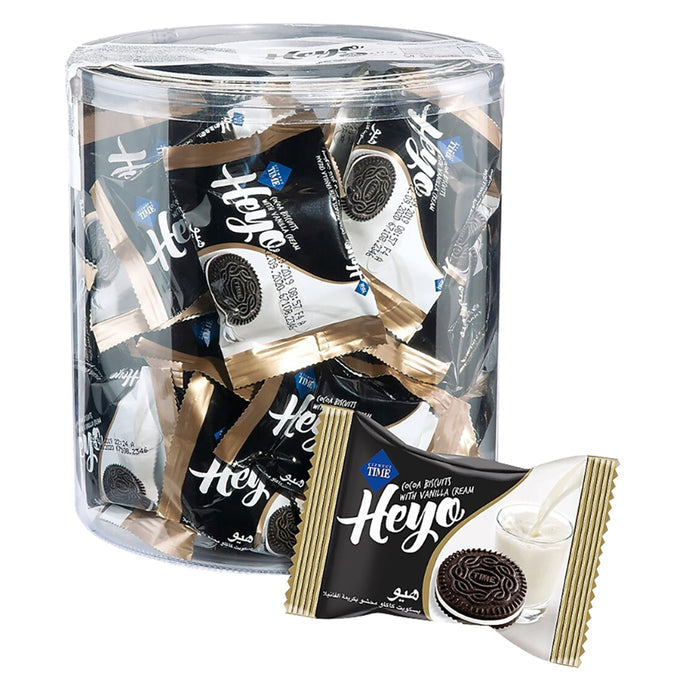 Cizmeci Time Heyo Vanilla Cream Cocoa Biscuit brings together crispy cocoa biscuits and smooth vanilla cream filling in perfectly portioned mini packs.