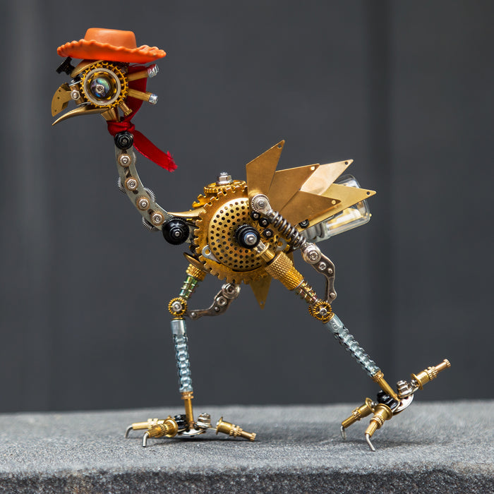 Classic Ostrich Western Cowboy 350PCS 3D Metal Model Kits Steampunk Animal