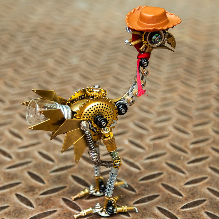 Classic Ostrich Western Cowboy 350PCS 3D Metal Model Kits Steampunk Animal