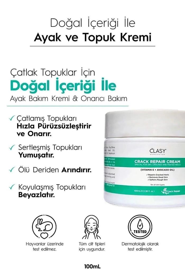 Clasy Care Crack Repair Heel Cream is specially formulated to help restore dry, rough, and cracked heels.