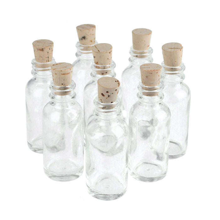 Clear Glass Boston Bottle Corked Jars, Boston, 3-Inch, 8-Piece