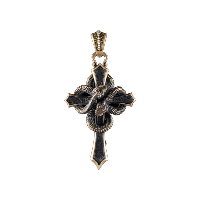 coppertistwu Christian Cross & Two Snakes  Pendant
