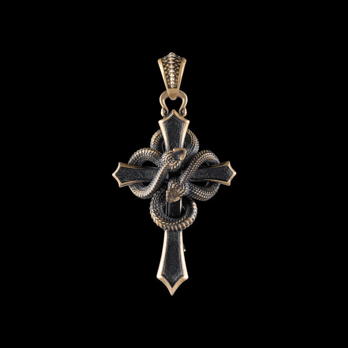 coppertistwu Christian Cross & Two Snakes  Pendant
