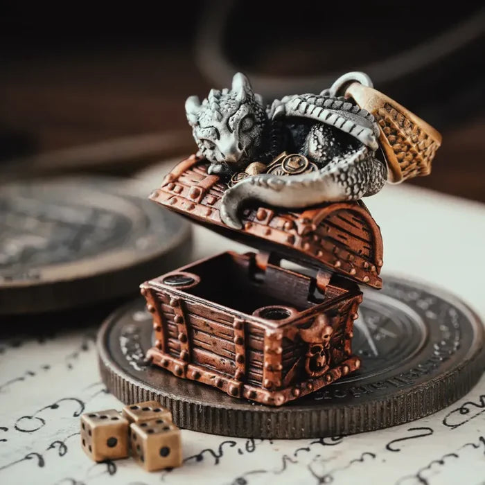 Coppertistwu Dragon Treasure Chest Pendant