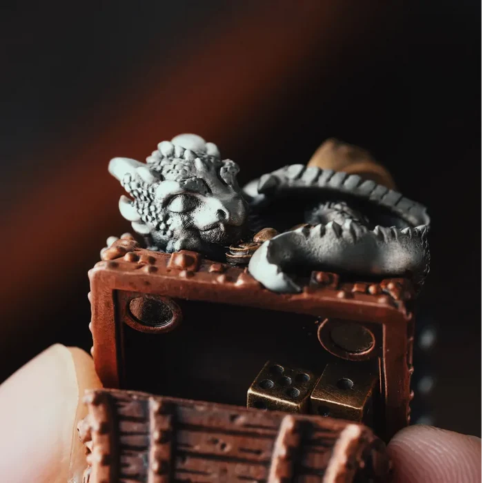 Coppertistwu Dragon Treasure Chest Pendant
