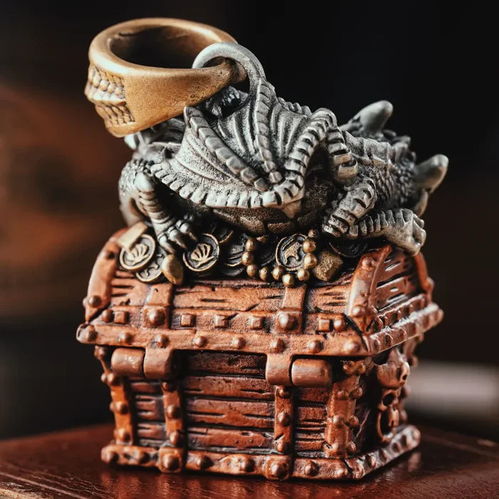 Coppertistwu Dragon Treasure Chest Pendant