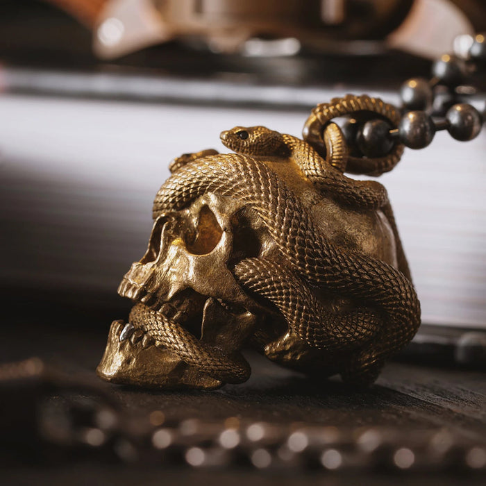 coppertistwu Skull Snake Pendant