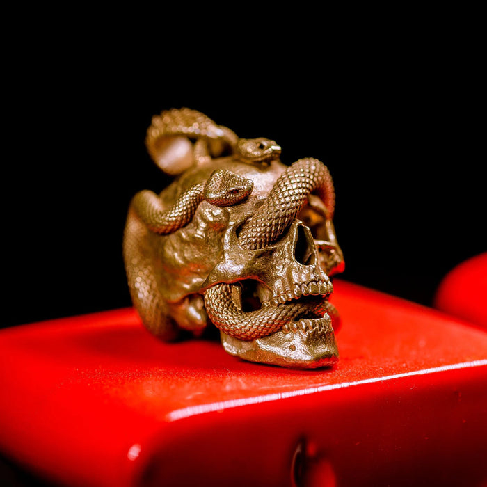 coppertistwu Skull Snake Pendant