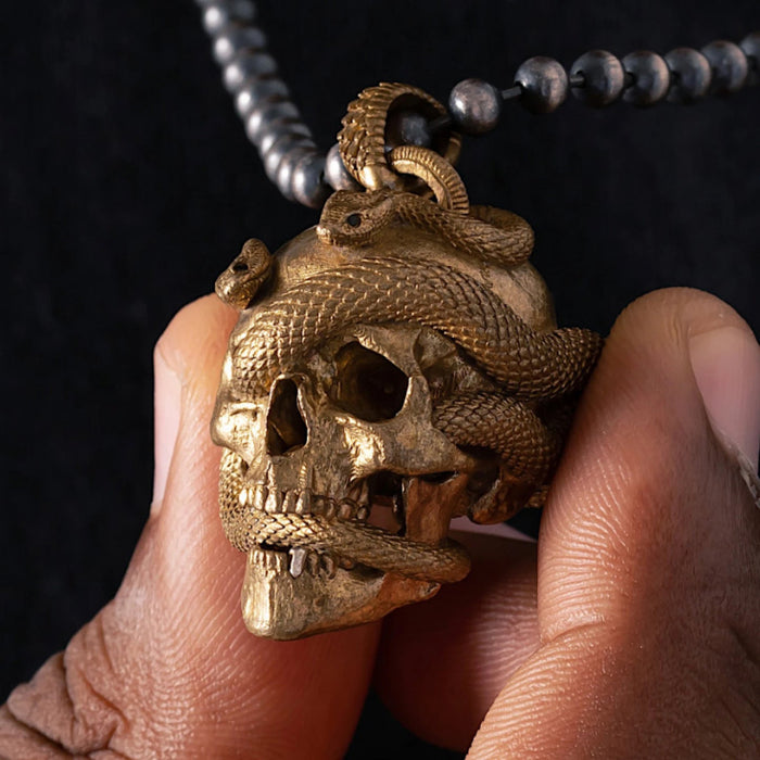 coppertistwu Skull Snake Pendant