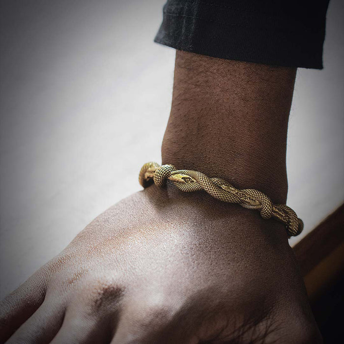 coppertistwu Twisted Snake Cuff Bracelet with Zircon Eyes 7''