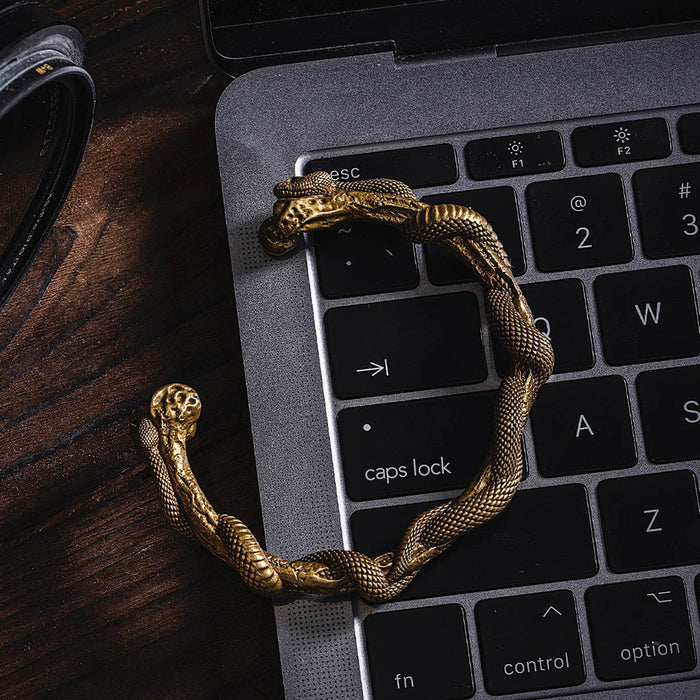 coppertistwu Twisted Snake Cuff Bracelet with Zircon Eyes 7''