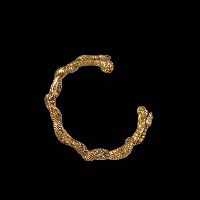 coppertistwu Twisted Snake Cuff Bracelet with Zircon Eyes 7''