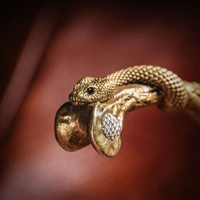 coppertistwu Twisted Snake Cuff Bracelet with Zircon Eyes 7''