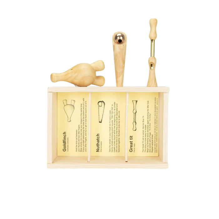 Country Garden Handmade Wood Bird Whistle Trio