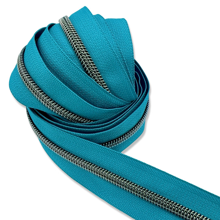 Crystal Teal | #5 Midnight Rainbow Zipper by the Yard - 3 Yard Singles