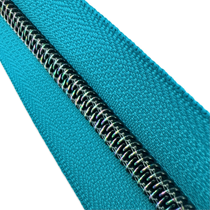 Crystal Teal | #5 Midnight Rainbow Zipper by the Yard - 3 Yard Singles