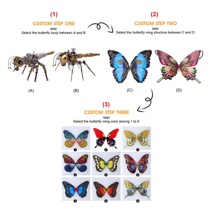 Custom DIY Steampunk Butterfly 3D Metal Kit