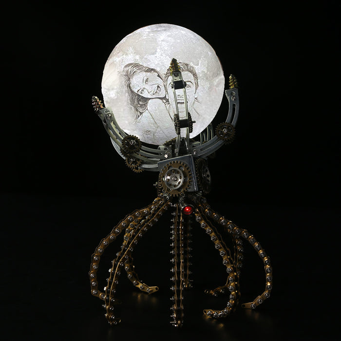 Custom Steampunk Octopus on the Moon Light Lamp 1061PCS Metal Model Kits