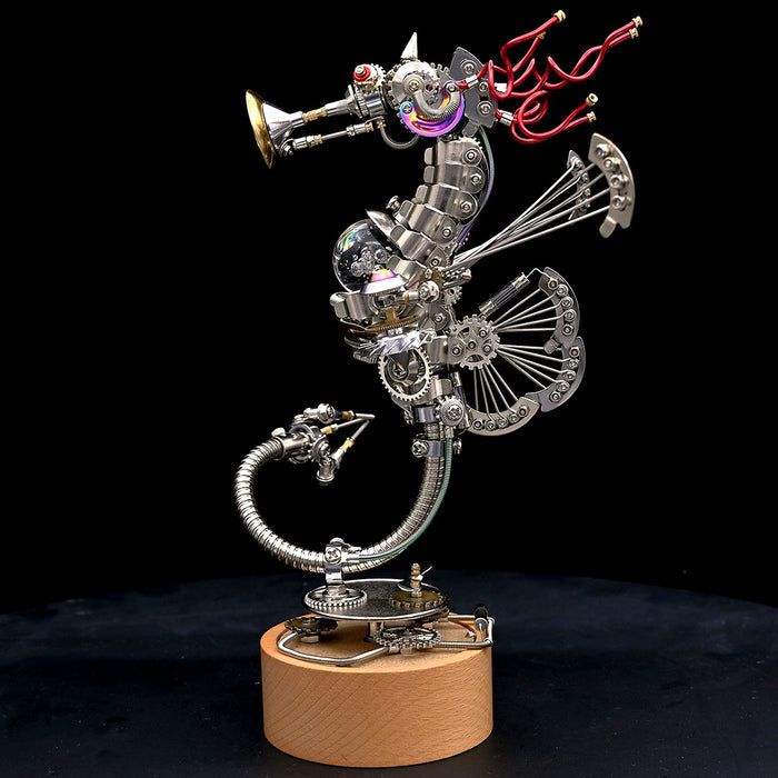 Cyberpunk Seahorse with Music Box Deep-sea 3D Metal Puzzle Mechanical Assembly Model Kit 1000+PCS
