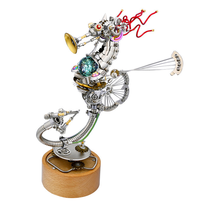 Cyberpunk Seahorse with Music Box Deep-sea 3D Metal Puzzle Mechanical Assembly Model Kit 1000+PCS