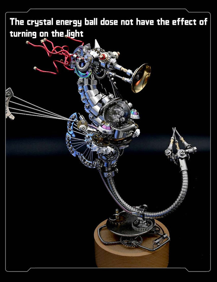 Cyberpunk Seahorse with Music Box Deep-sea 3D Metal Puzzle Mechanical Assembly Model Kit 1000+PCS