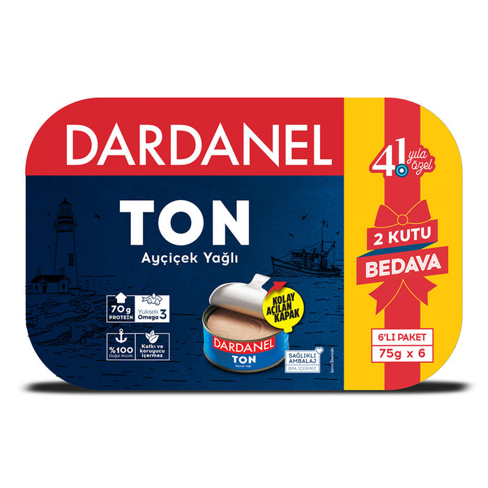 Dardanel Sunflower Oil Tuna brings high-quality tuna from Türkiye to your table in a convenient 6-pack format.