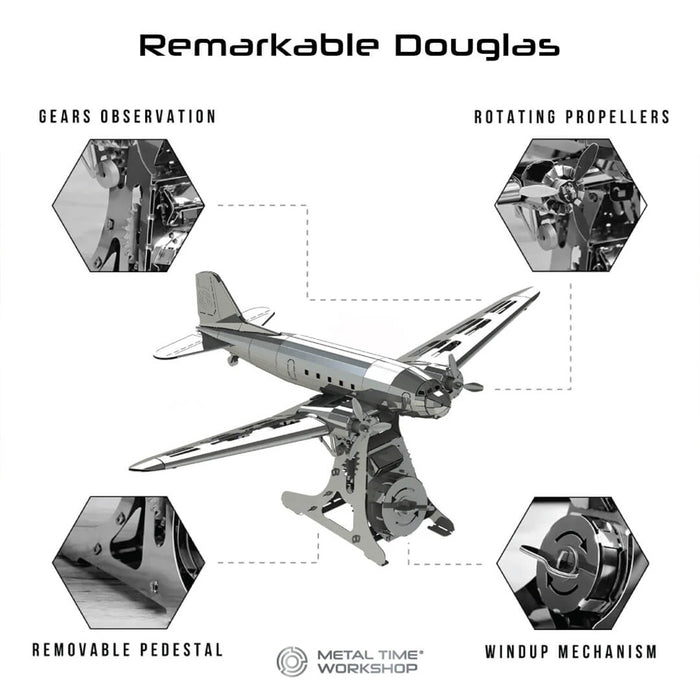 DC-3 3D Mechanical WWII 3D Metal Aircraft Model Building Kit for Aviation Lovers 146PCS