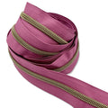 Deep Amaranth Purple  | #5 Antique Gold Zipper by the Yard - 3 Yard Singles
