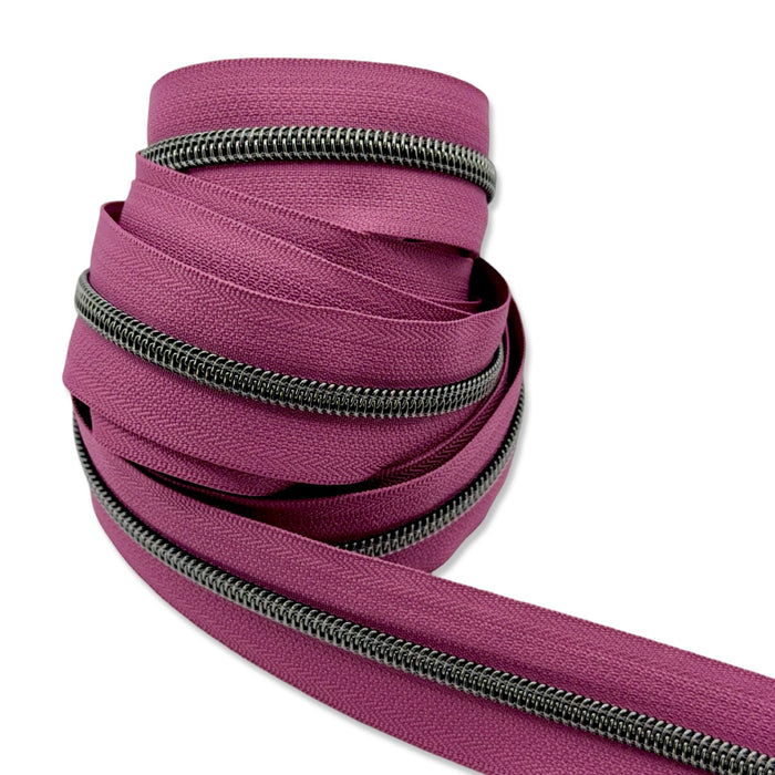 Deep Amaranth Purple  | #5 Black Nickel Zipper by the Yard - 3 Yard Singles