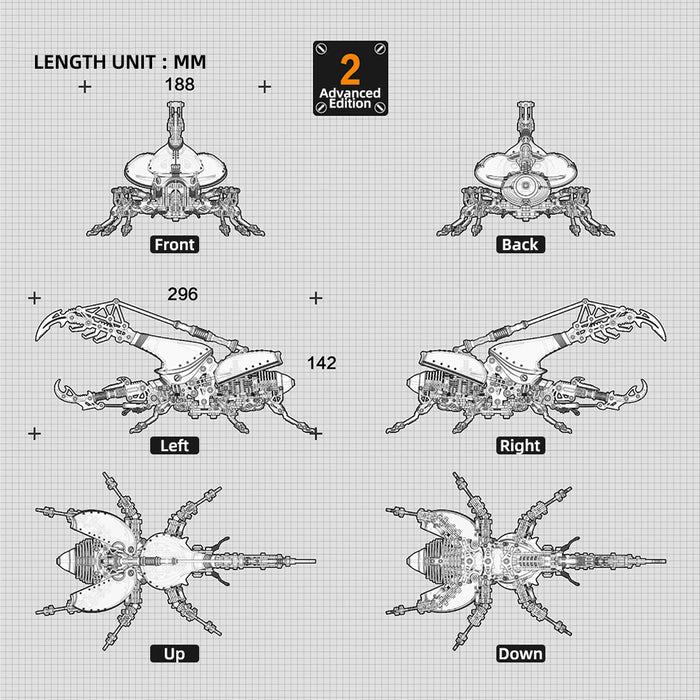DIY 3D Assembly Mechanical Dynastes Insect Model Creative Toy Set (1,014PCS/Gold)