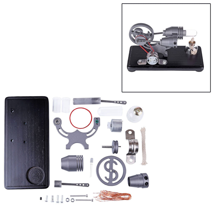 DIY γ-shape Assembly Led Stirling Engine Kit Generator Sterling Model Retro Science Educational Toy