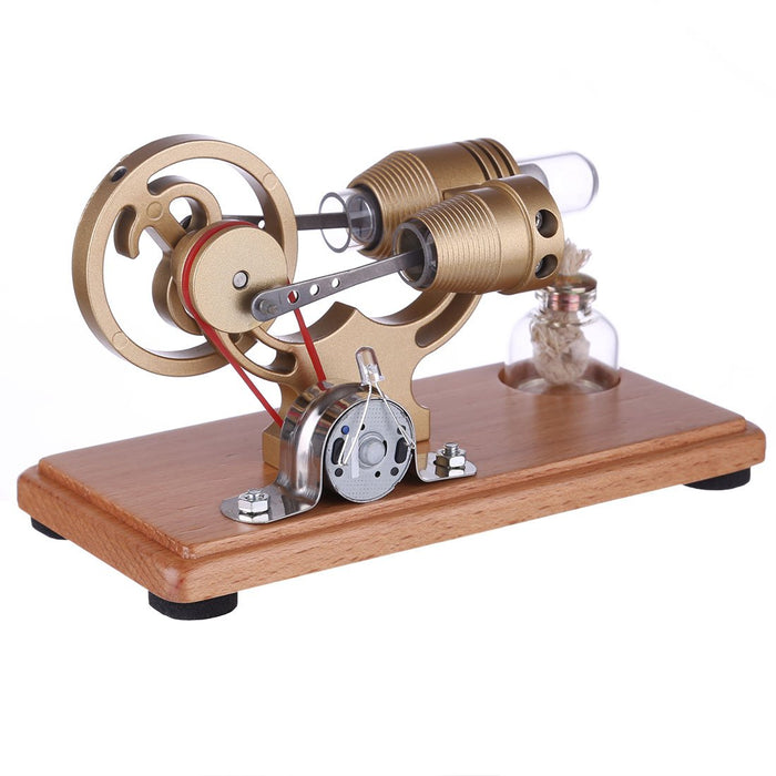 DIY γ-shape Assembly Led Stirling Engine Kit Generator Sterling Model Retro Science Educational Toy