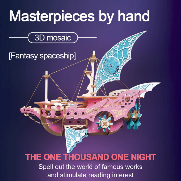 DIY Fantasy Arabian Spaceship 3D Wooden Steampunk Toy Model