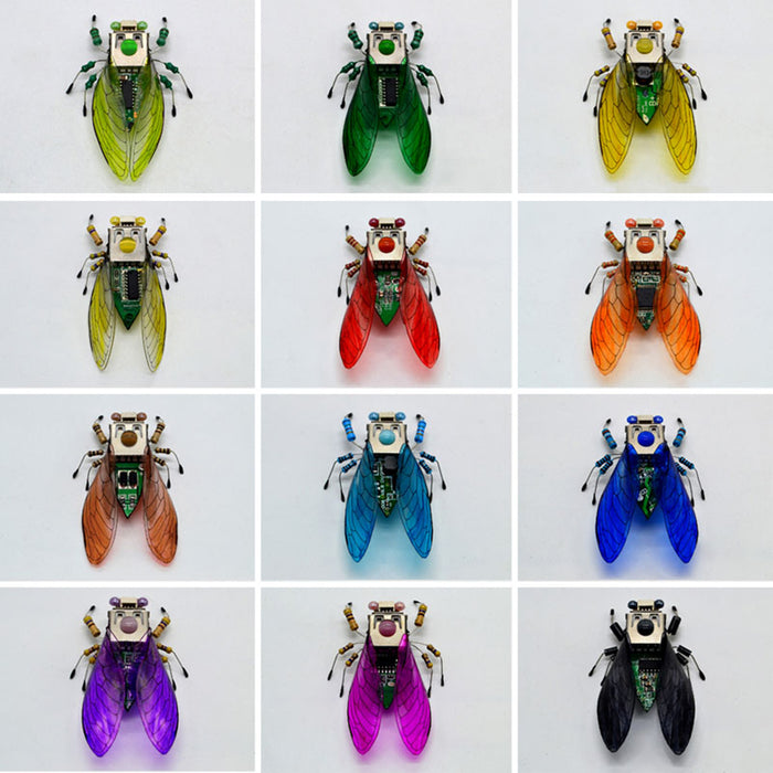 DIY Insect Kit Electronic Dragonfly Butterfly Cicada Vespa Handmade Model with LED Lights