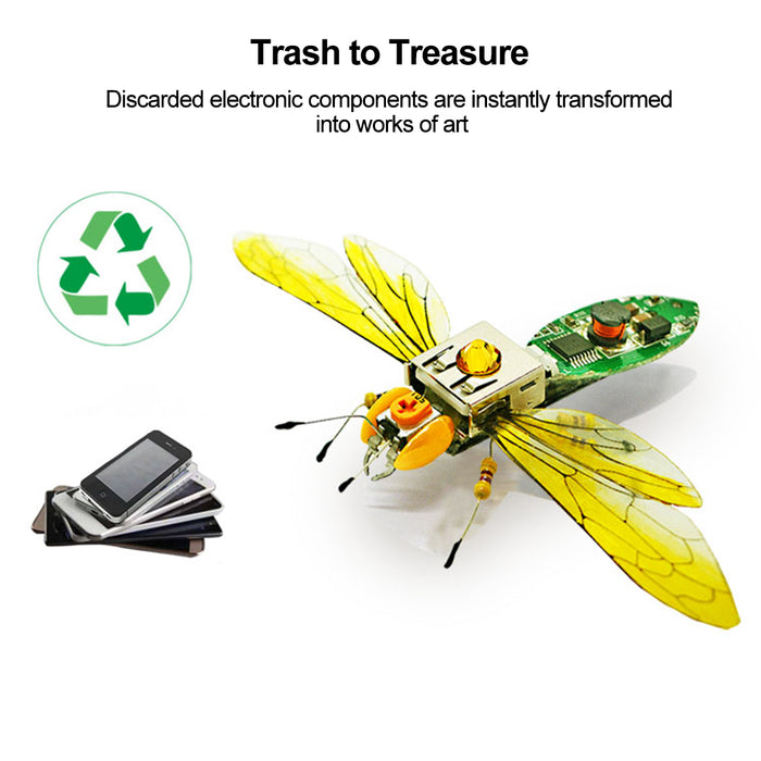 DIY Insect Kit Electronic Dragonfly Butterfly Cicada Vespa Handmade Model with LED Lights