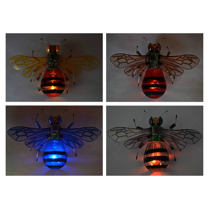 DIY Insect Model Handmade Worker Bee Home Decor Gift Toys 4 Pcs with Light