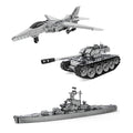 DIY Metal Assembly Military Battleship Fighter Aircraft Tank Set