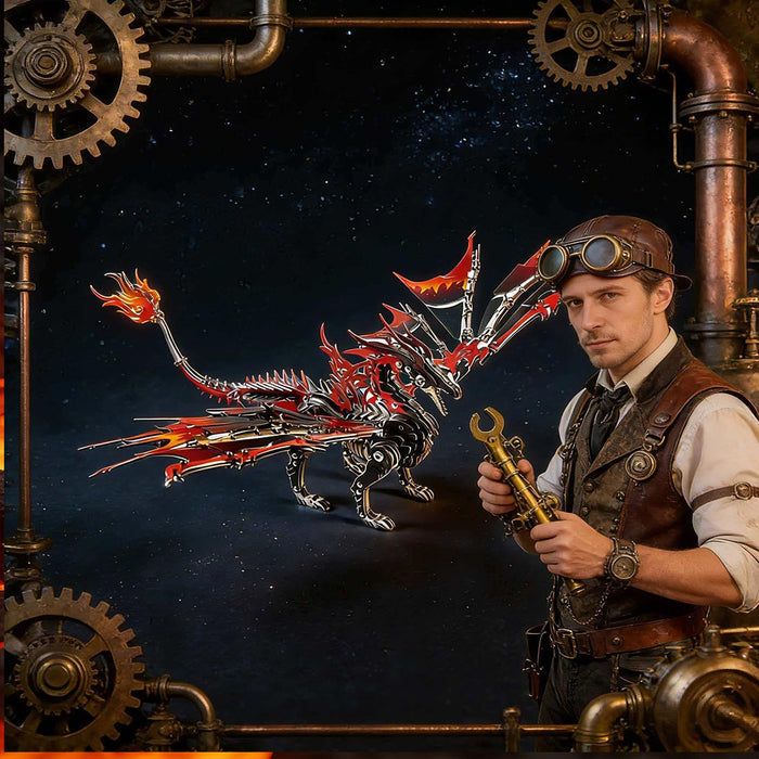 DIY Red Dragon 3D Metal Puzzle for Dragon Collector 200+PCS