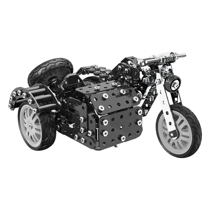 DIY Side Tricycle Assembly Model 3D Motorcycle Puzzle Kit Stainless Steel Screw Toys 377Pcs