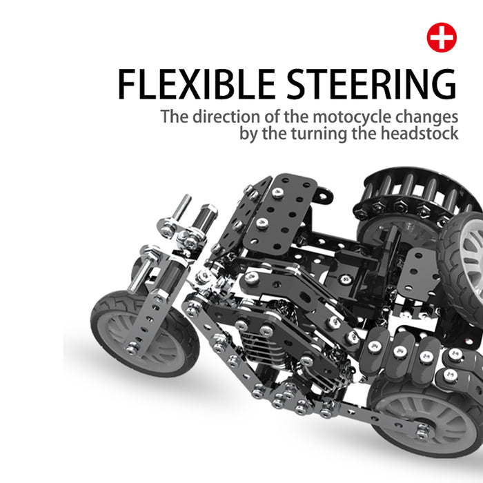 DIY Side Tricycle Assembly Model 3D Motorcycle Puzzle Kit Stainless Steel Screw Toys 377Pcs