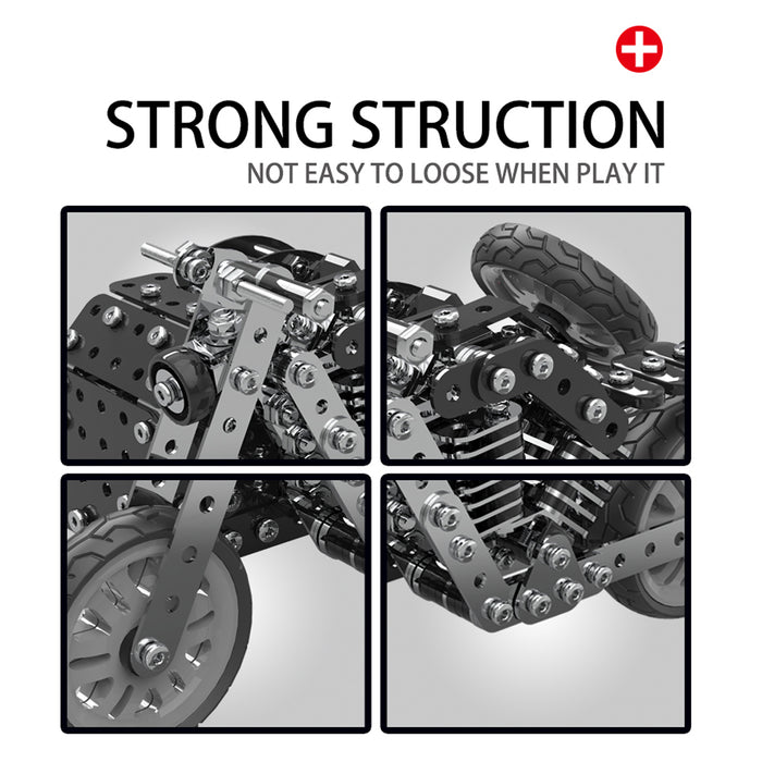 DIY Side Tricycle Assembly Model 3D Motorcycle Puzzle Kit Stainless Steel Screw Toys 377Pcs