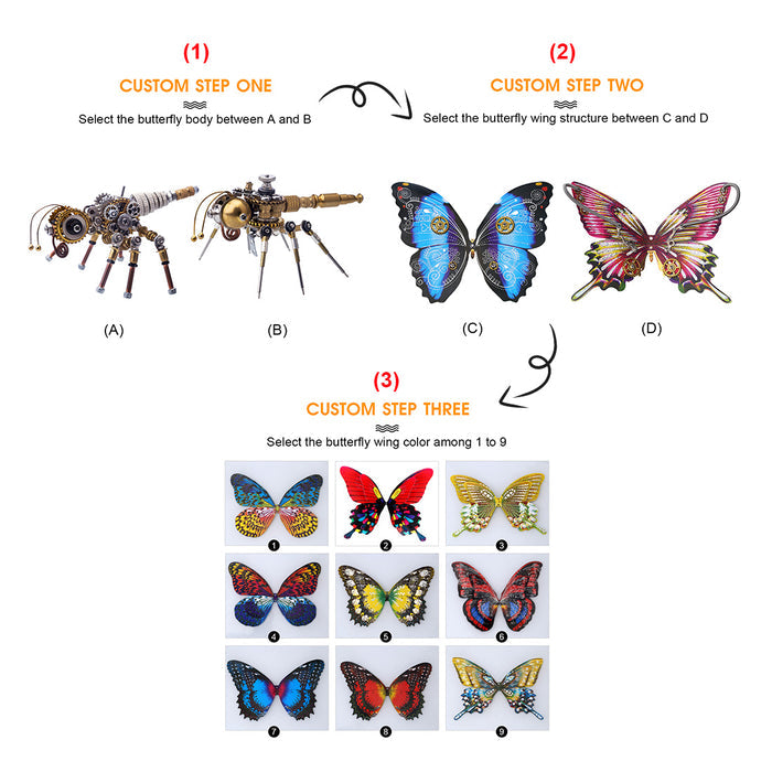 DIY Steampunk Butterfly Decor 3D Metal Puzzle Model Kit