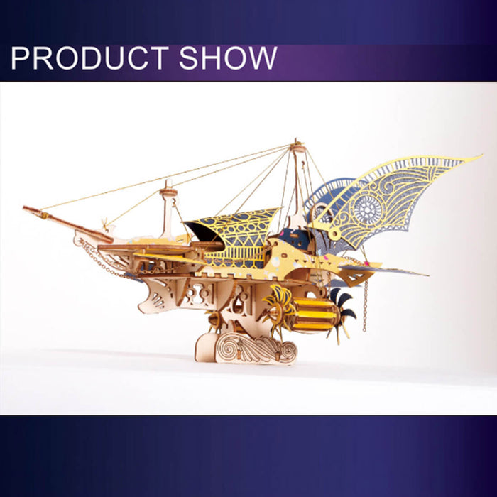 DIY Steampunk Fantasy Epic Style Spaceship 3D Wooden Puzzle Toy