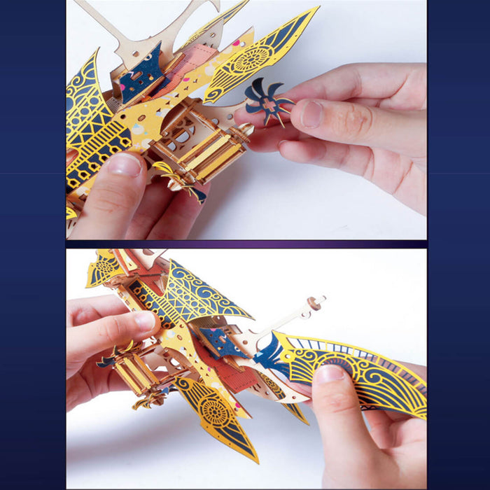 DIY Steampunk Fantasy Epic Style Spaceship 3D Wooden Puzzle Toy