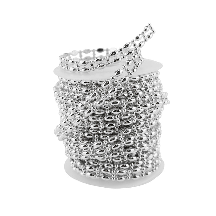 Double Lined Oval Flat Pearl Trim Ribbon, 6mm, 12-Yard