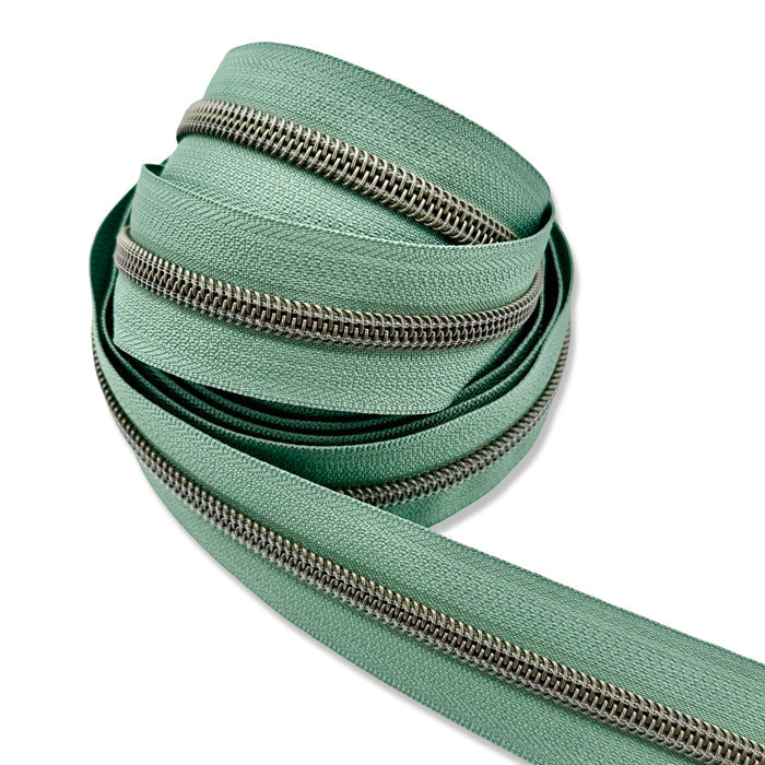 Dusty Sage | #5 Antique Gold Zipper by the Yard - 3 Yard Singles