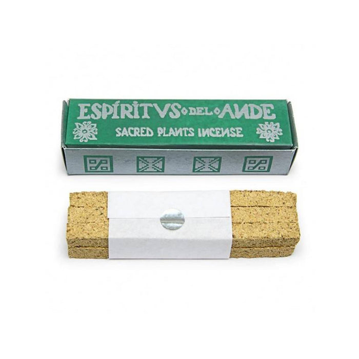Espiritus del Ame sacred plants incense sticks with green packaging on a white background.